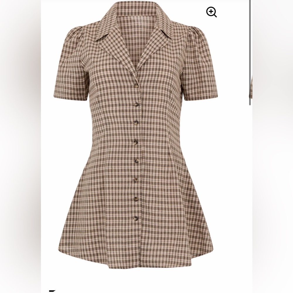 Apres studio toast gingham button front dress siz… - image 3